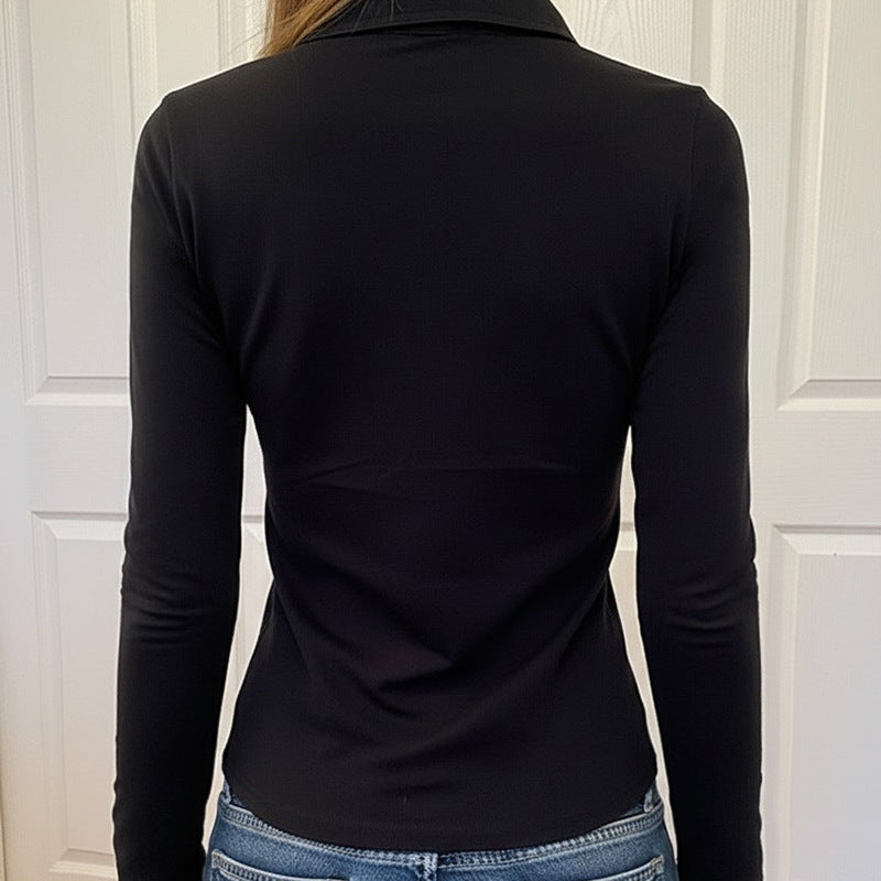 Damska polo shirt med stiliga fickor och eleganta tryckknappar Mirla-Eva Jonsson