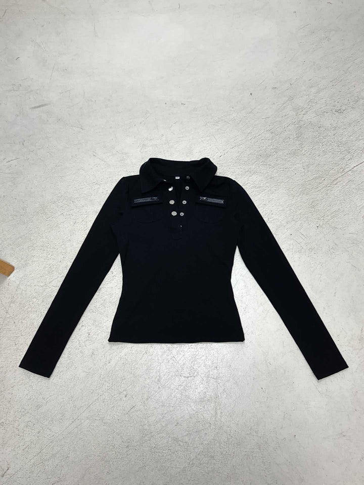 Damska polo shirt med stiliga fickor och eleganta tryckknappar Mirla-Eva Jonsson