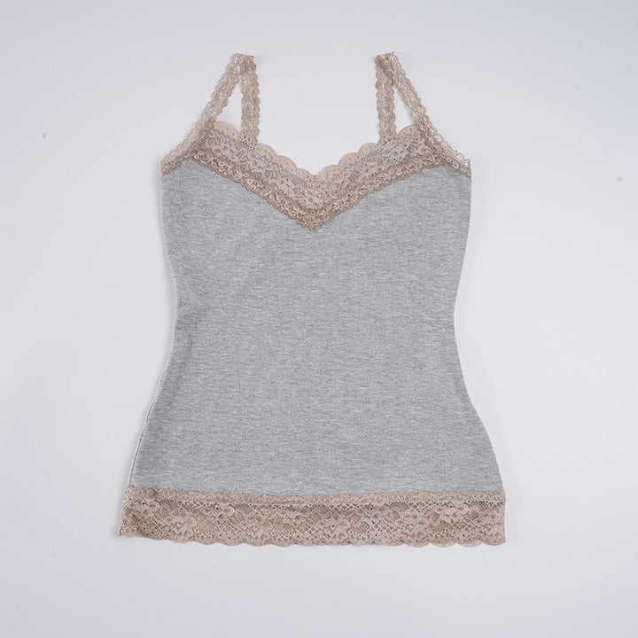 Damska spaghetti strap t-shirt med spetsdekorationer Mirla-Eva Jonsson