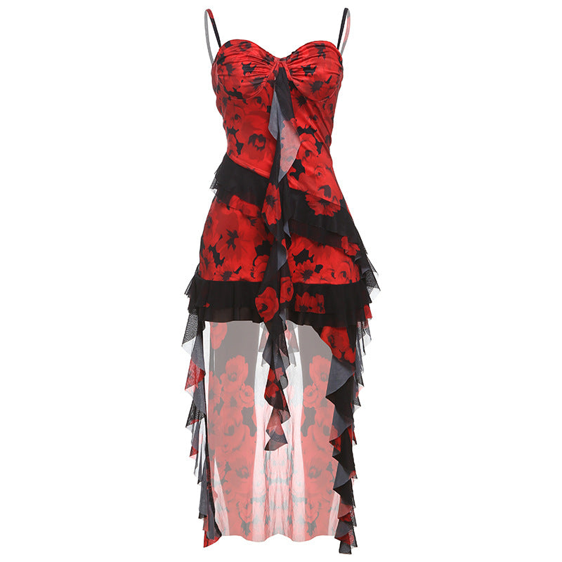 Damska strapless sommarklänning med chiffon volanger Mirla-Eva Jonsson