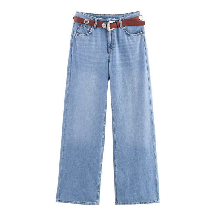 Damska vida jeans med elegant bälteapplikation Mirla-Eva Jonsson