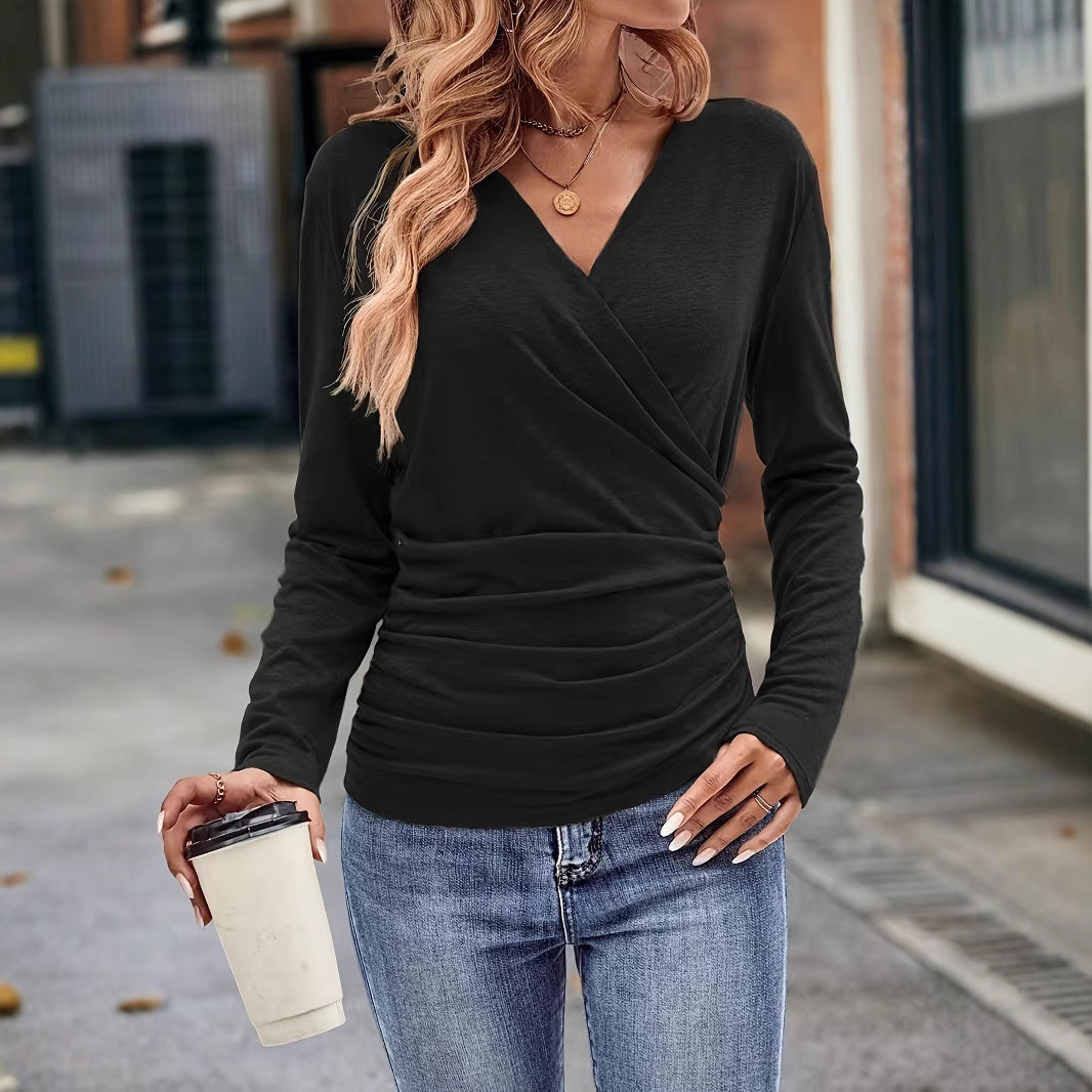 Damskap Wrapshirt med Figurformande design och V-Urtavla Mirla-Eva Jonsson