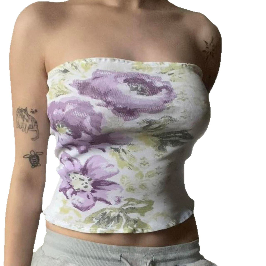 Damske bandeau-top med blommigt mönster och elastisk midja Mirla-Eva Jonsson
