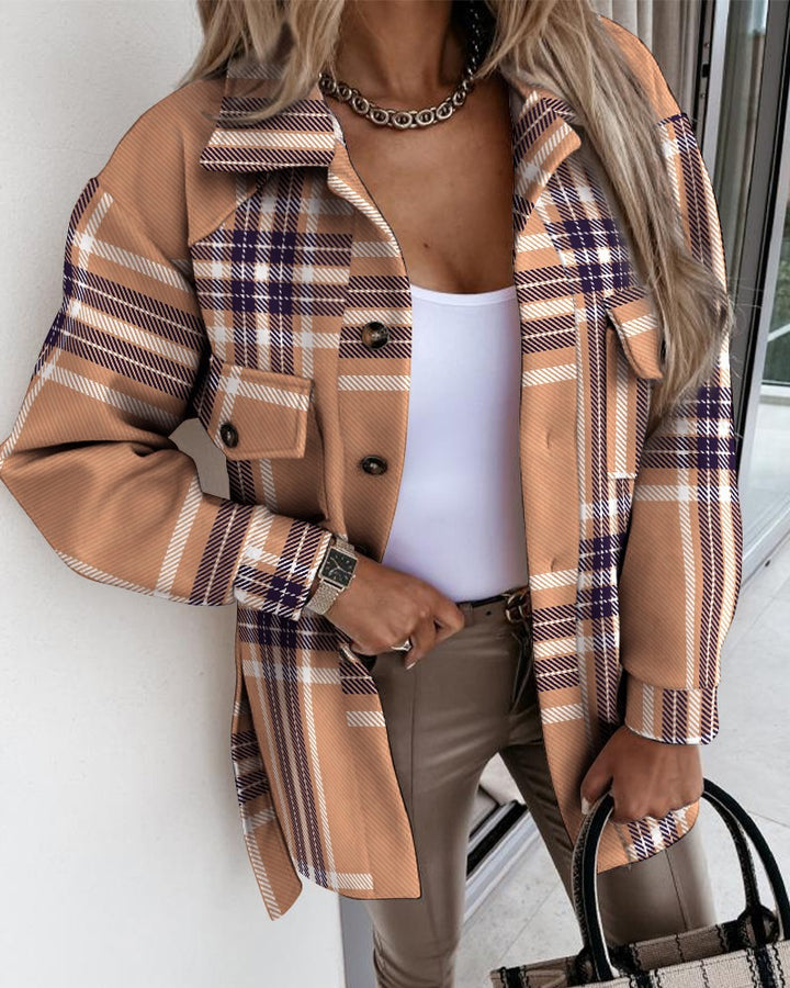 Damski rutiga oversized jacka med fickor Mirla-Eva Jonsson