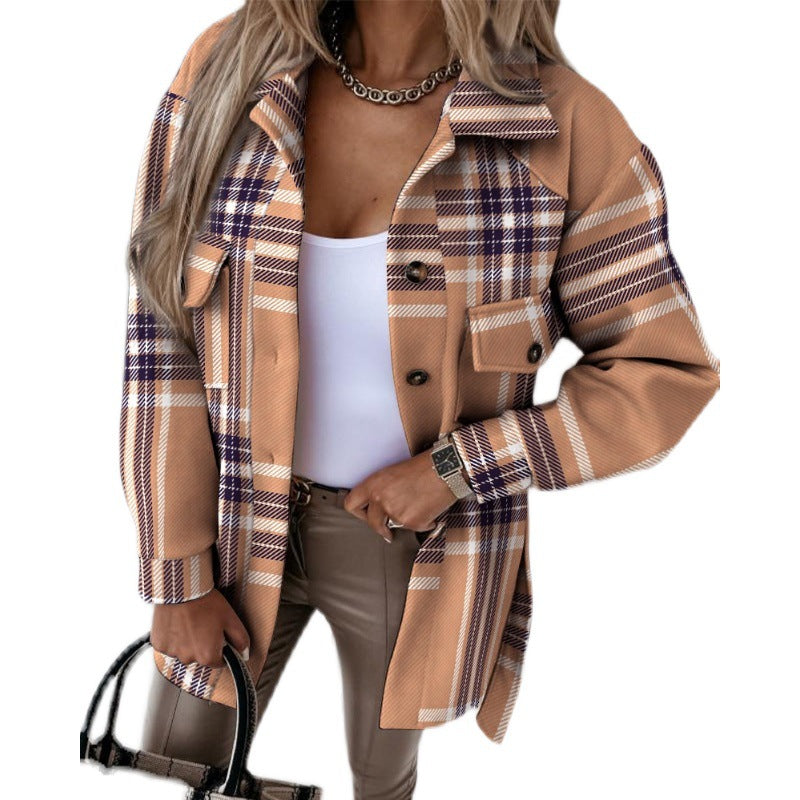 Damski rutiga oversized jacka med fickor Mirla-Eva Jonsson