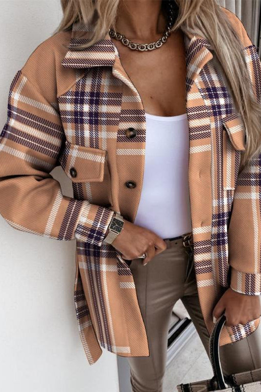Damski rutiga oversized jacka med fickor Mirla-Eva Jonsson