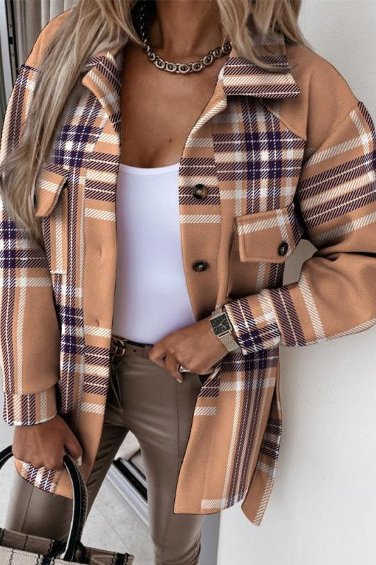 Damski rutiga oversized jacka med fickor Mirla-Eva Jonsson