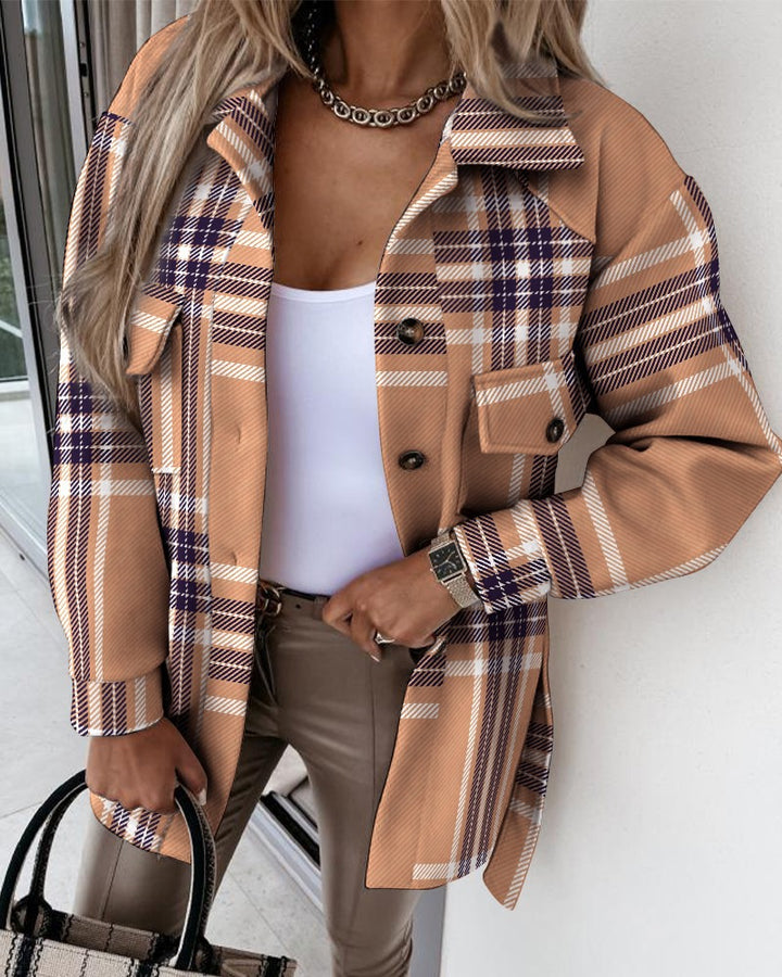 Damski rutiga oversized jacka med fickor Mirla-Eva Jonsson