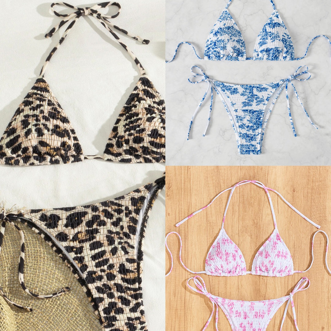 Damski triangel-bikini med lekfullt leo-design och justerbara band Mirla-Eva Jonsson