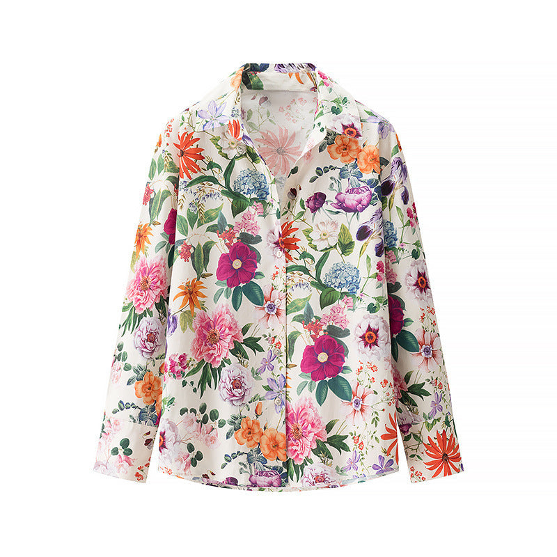 Damskjorta med blommönster och modern passform Mirla-Eva Jonsson