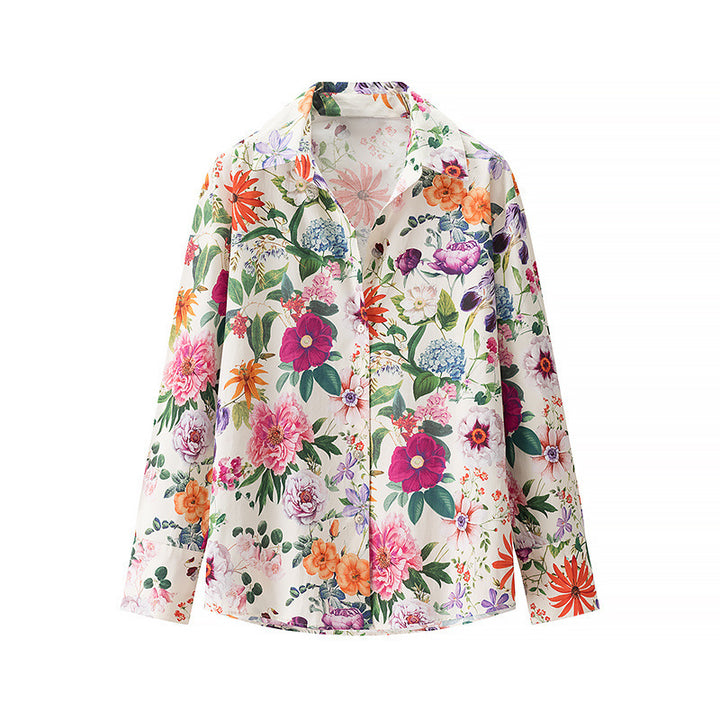Damskjorta med blommönster och modern passform Mirla-Eva Jonsson