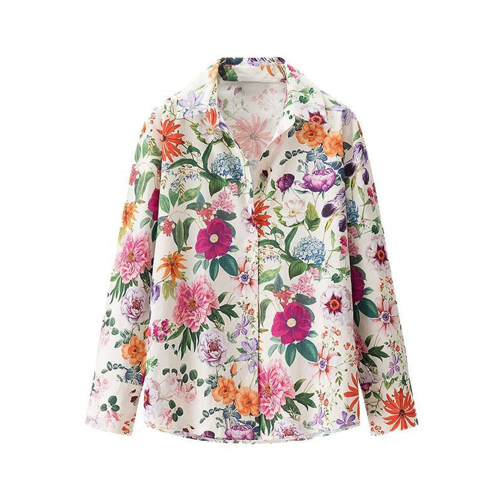 Damskjorta med blommönster och modern passform Mirla-Eva Jonsson