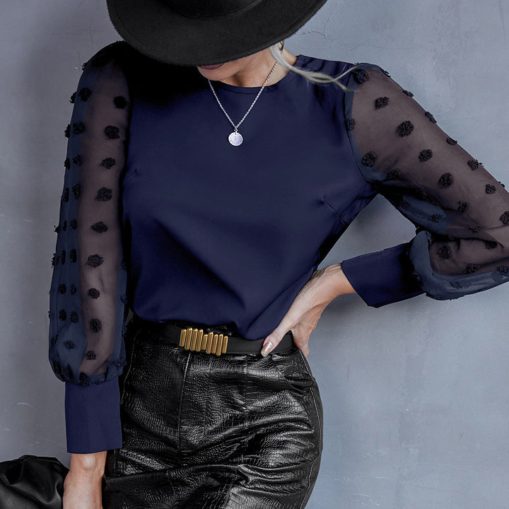 Damskjorta med transparenta puffärmar och dekorativ detalj Eva Jonsson-Eva Jonsson