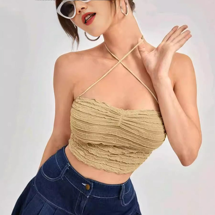Damskjortor Crop-top med volangdesign och ömtåliga band Mirla-Eva Jonsson