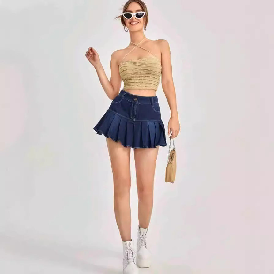 Damskjortor Crop-top med volangdesign och ömtåliga band Mirla-Eva Jonsson