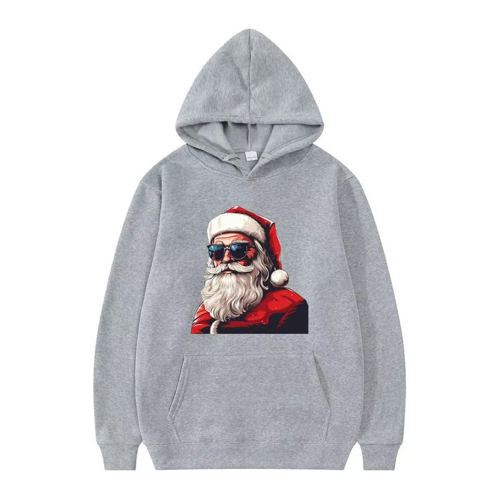 Damsko hoodie med festligt tomtemotiv och konstnärlig tryck Mirla-Eva Jonsson