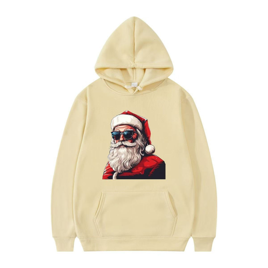 Damsko hoodie med festligt tomtemotiv och konstnärlig tryck Mirla-Eva Jonsson