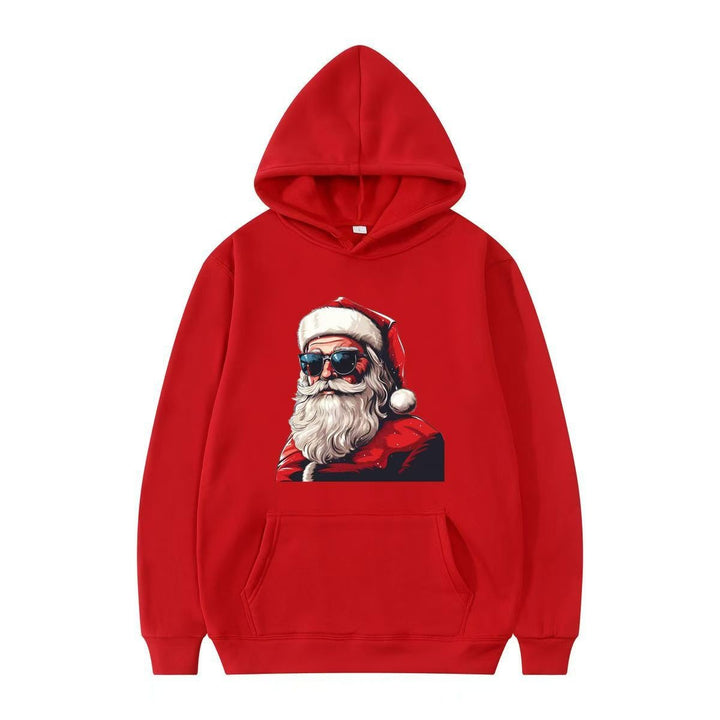 Damsko hoodie med festligt tomtemotiv och konstnärlig tryck Mirla-Eva Jonsson