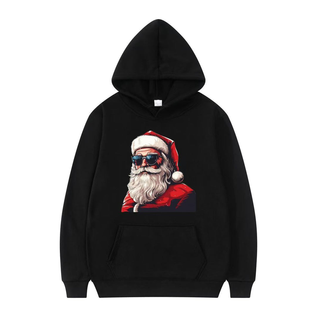 Damsko hoodie med festligt tomtemotiv och konstnärlig tryck Mirla-Eva Jonsson