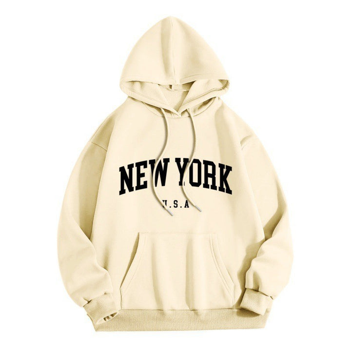 Damsko hoodie med stiligt New York tryck Mirla-Eva Jonsson
