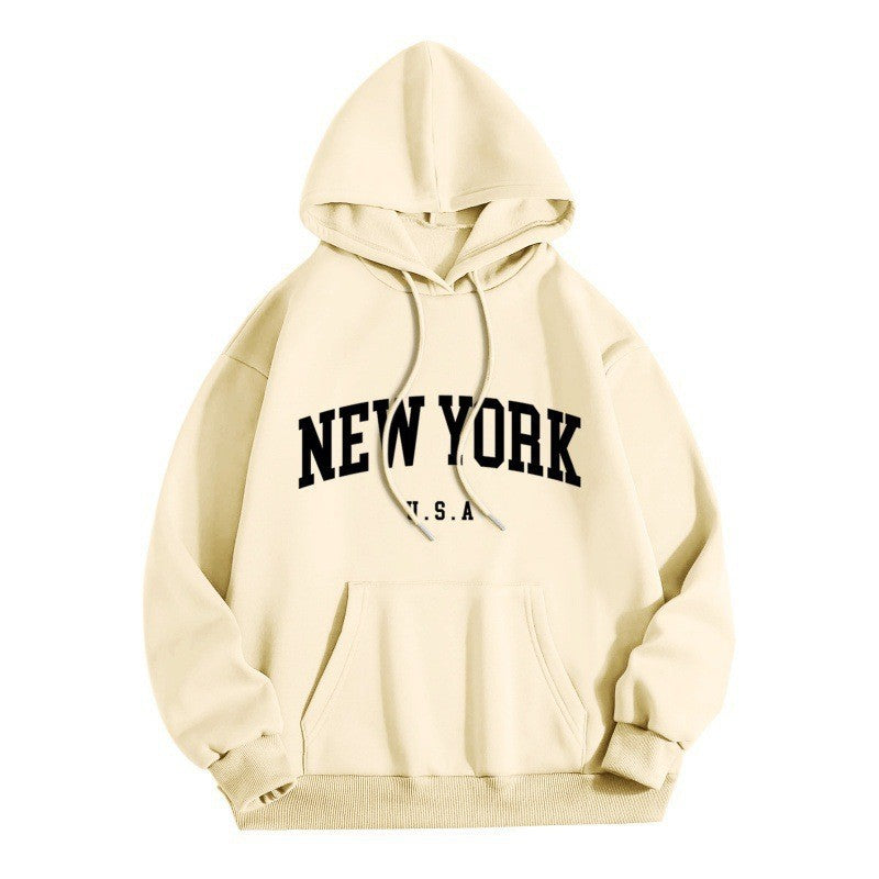 Damsko hoodie med stiligt New York tryck Mirla-Eva Jonsson