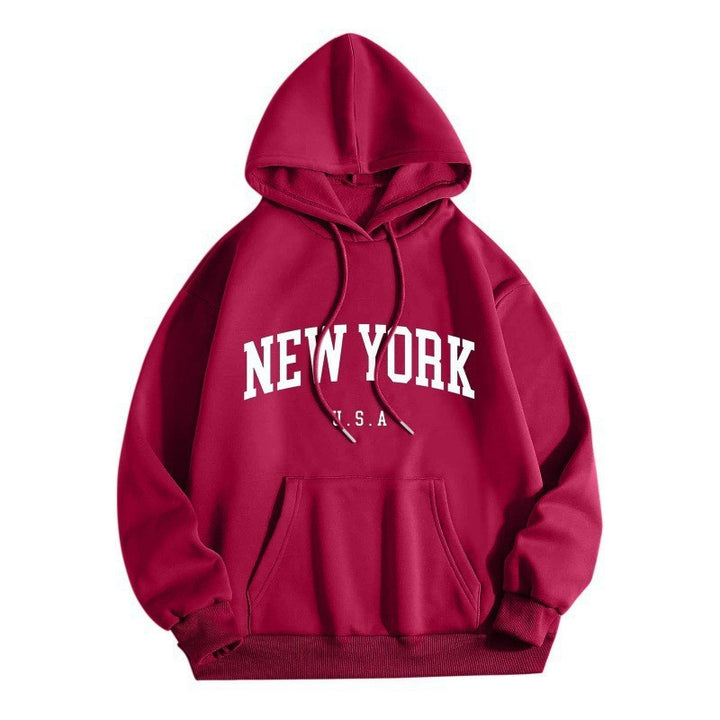 Damsko hoodie med stiligt New York tryck Mirla-Eva Jonsson