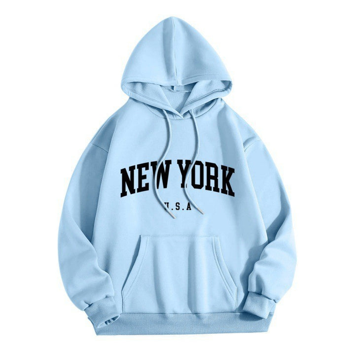 Damsko hoodie med stiligt New York tryck Mirla-Eva Jonsson