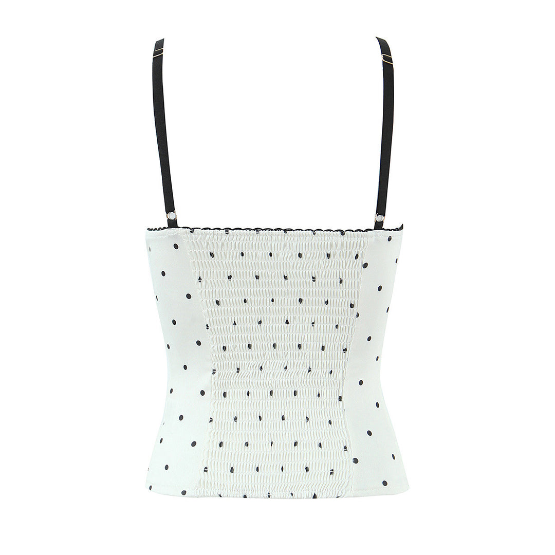 Damskorsett med elegant polka prick utseende och fina detaljer Mirla-Eva Jonsson