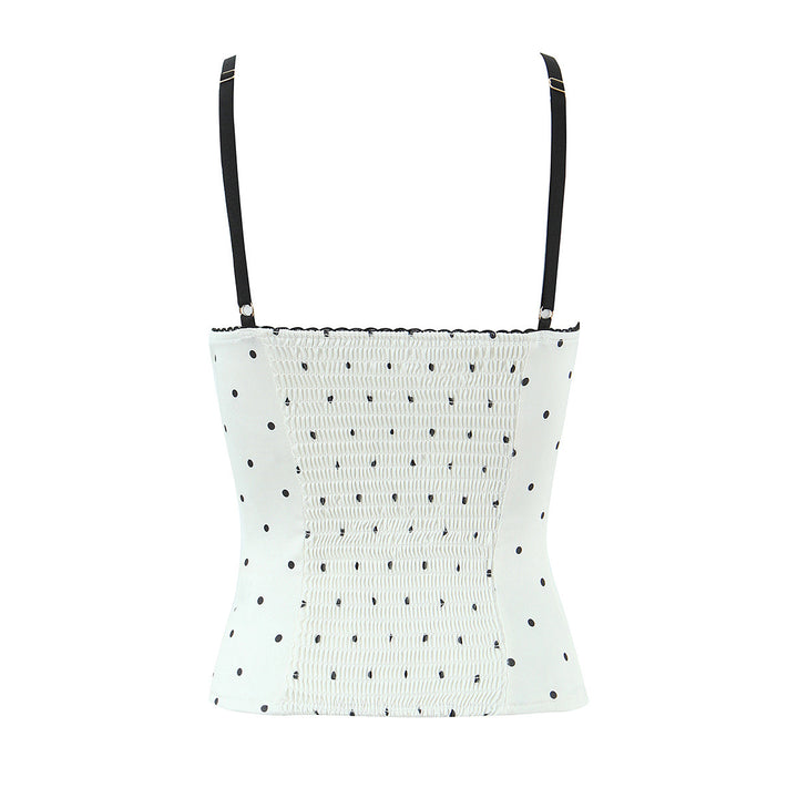 Damskorsett med elegant polka prick utseende och fina detaljer Mirla-Eva Jonsson