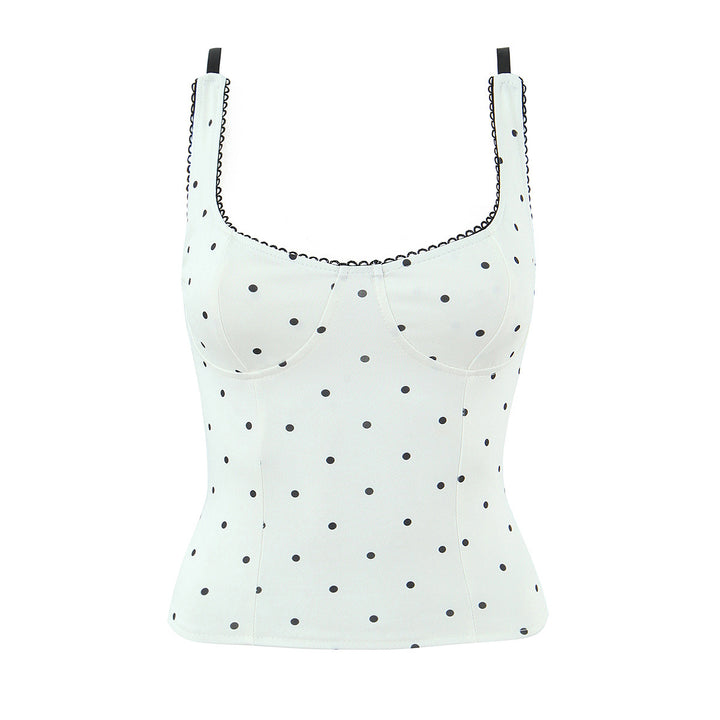 Damskorsett med elegant polka prick utseende och fina detaljer Mirla-Eva Jonsson