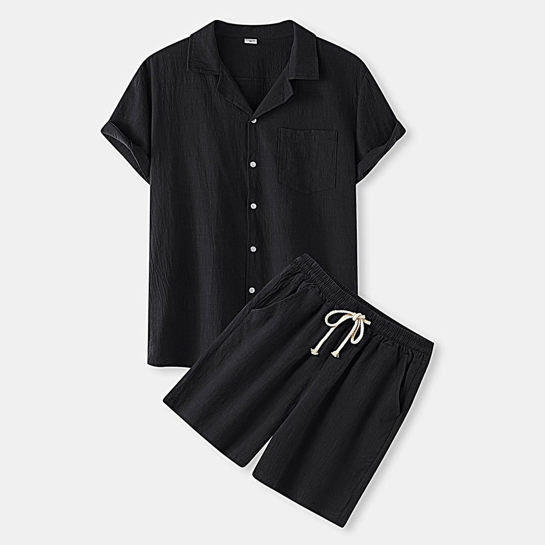 Damskortärmad pyjamasset med praktisk bröstficka och elastisk midja Mirla-Eva Jonsson