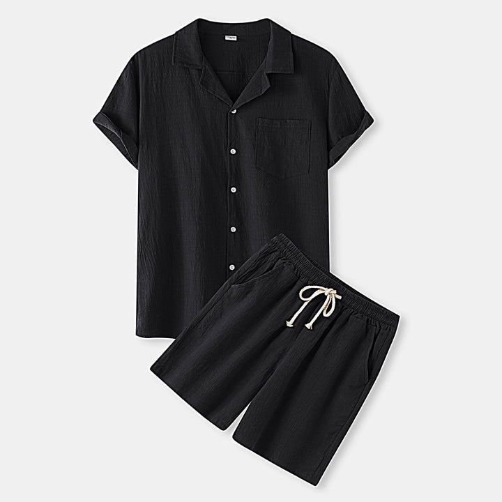 Damskortärmad pyjamasset med praktisk bröstficka och elastisk midja Mirla-Eva Jonsson