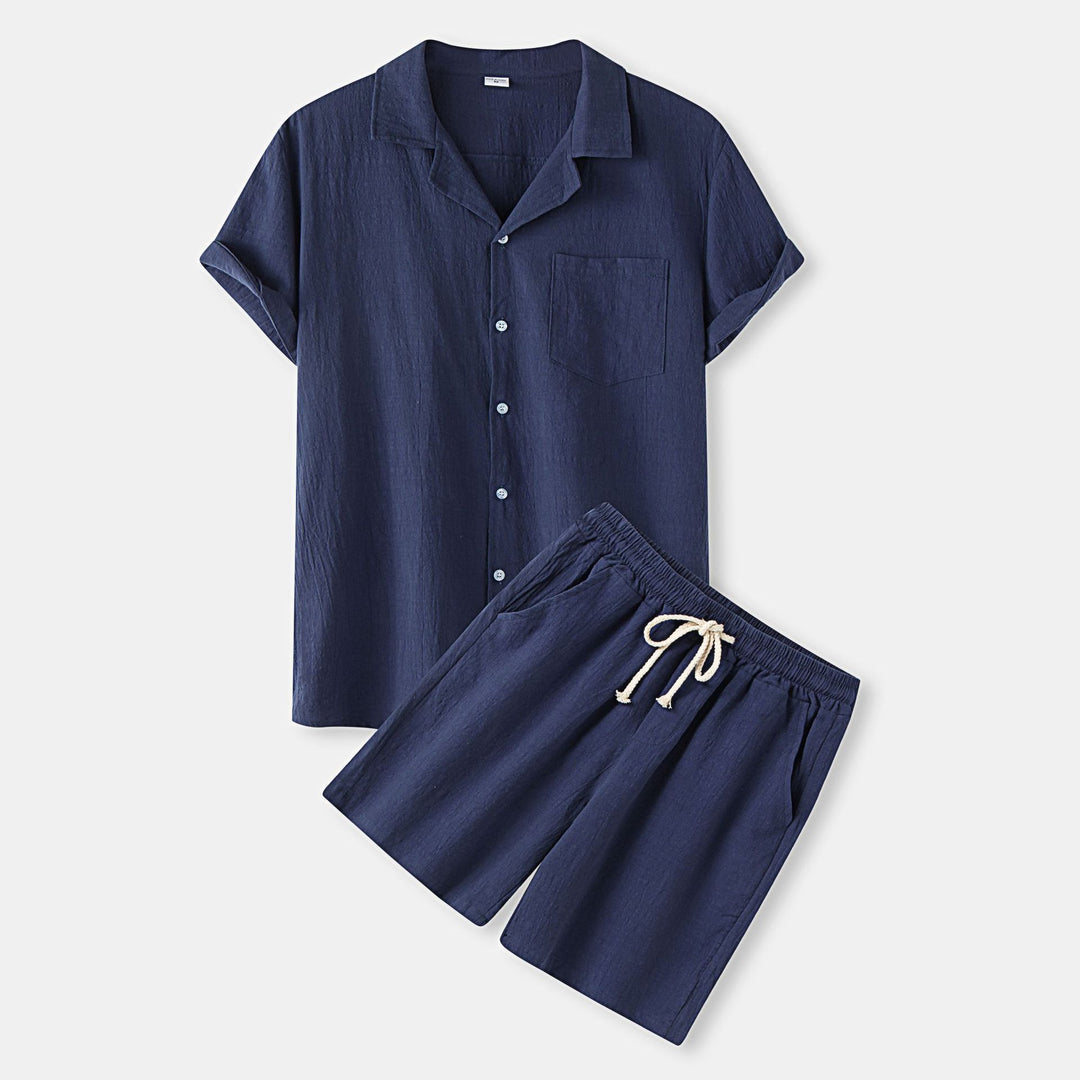 Damskortärmad pyjamasset med praktisk bröstficka och elastisk midja Mirla-Eva Jonsson