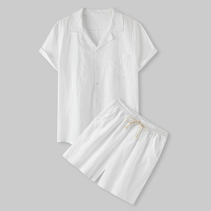 Damskortärmad pyjamasset med praktisk bröstficka och elastisk midja Mirla-Eva Jonsson
