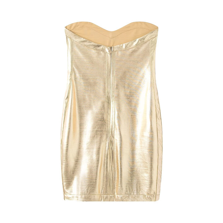 Damsommarklänning i elegant metallic-look med hjärtformad halsringning-Eva Jonsson