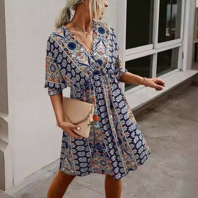 Damsommarklänning med blommönster och loose fit Mirla-Eva Jonsson