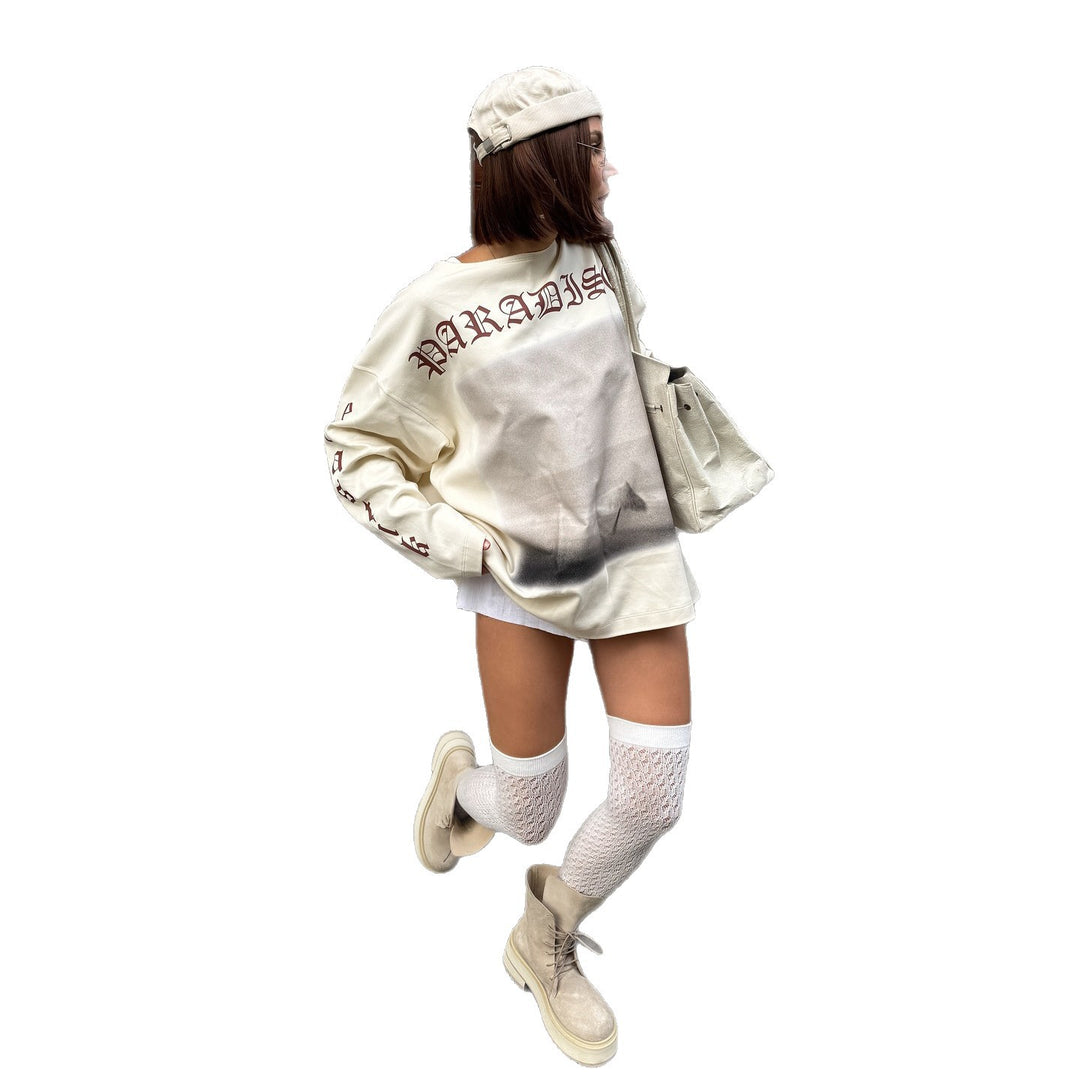 Damsoversized sweatshirt med kreativ grafisk design och avslappnad passform Mirla-Eva Jonsson