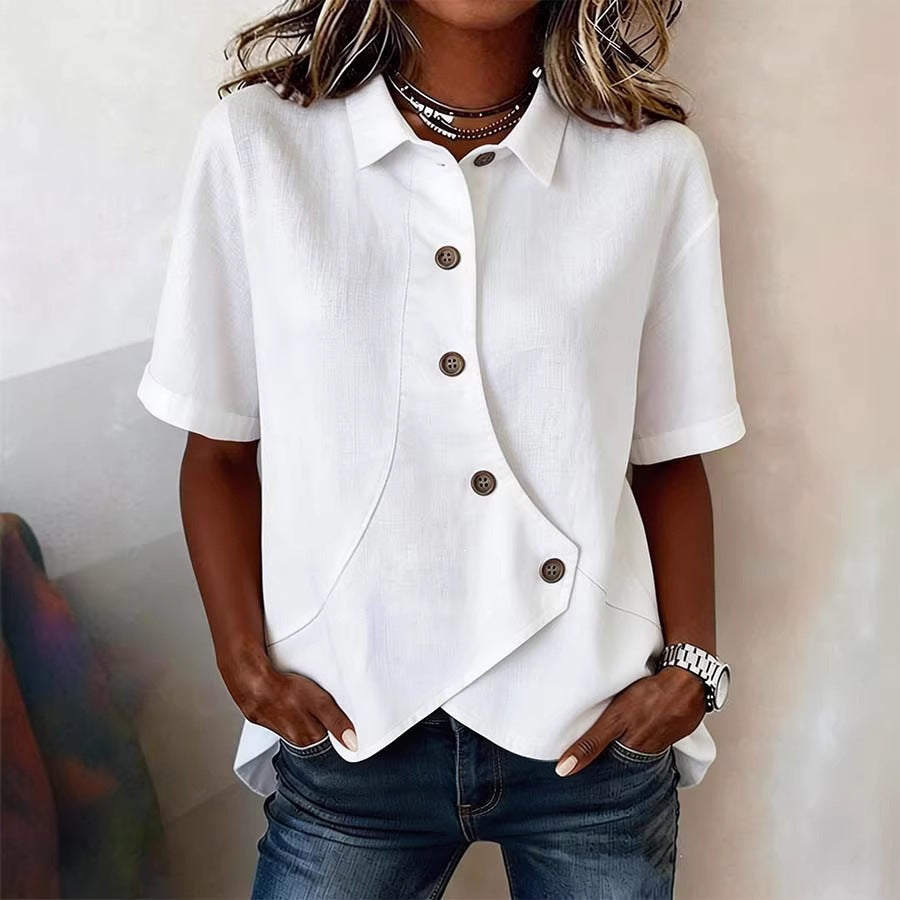 Damspecialdesignad blus med unik knapdetail Mirla-Eva Jonsson