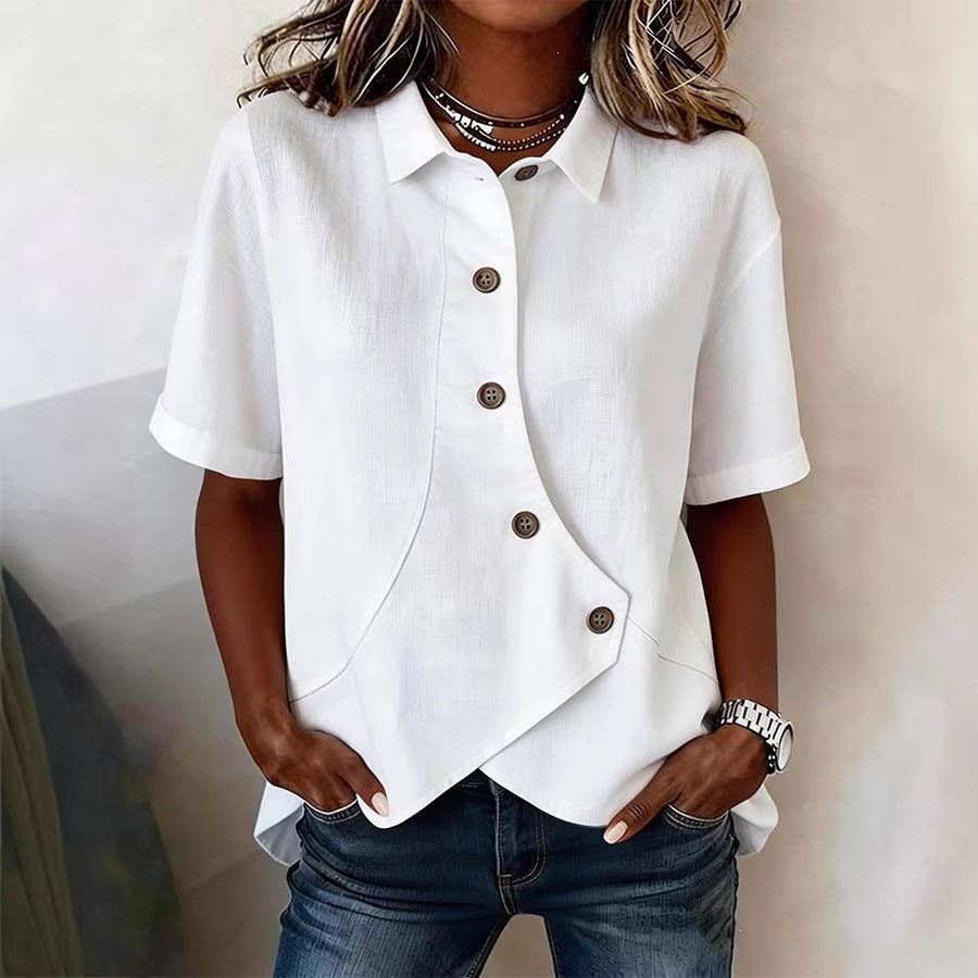 Damspecialdesignad blus med unik knapdetail Mirla-Eva Jonsson