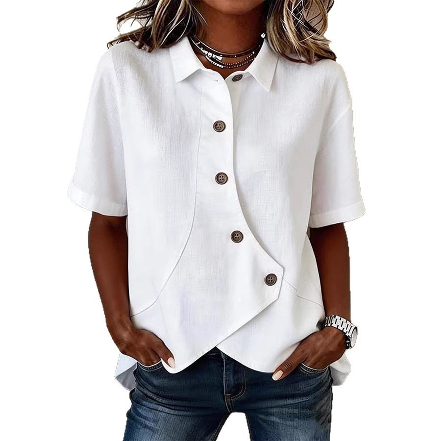 Damspecialdesignad blus med unik knapdetail Mirla-Eva Jonsson