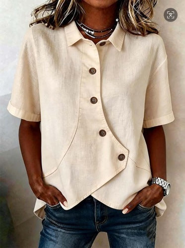 Damspecialdesignad blus med unik knapdetail Mirla-Eva Jonsson