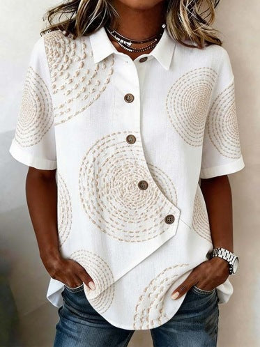 Damspecialdesignad blus med unik knapdetail Mirla-Eva Jonsson