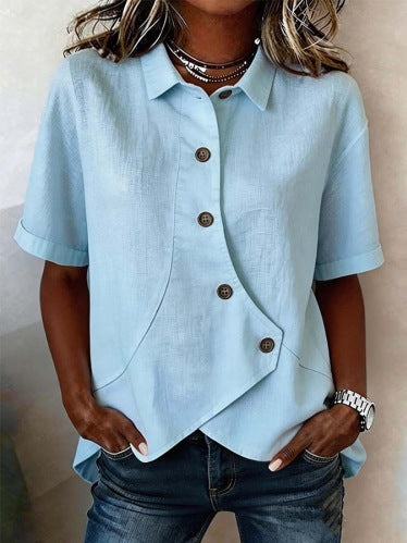 Damspecialdesignad blus med unik knapdetail Mirla-Eva Jonsson