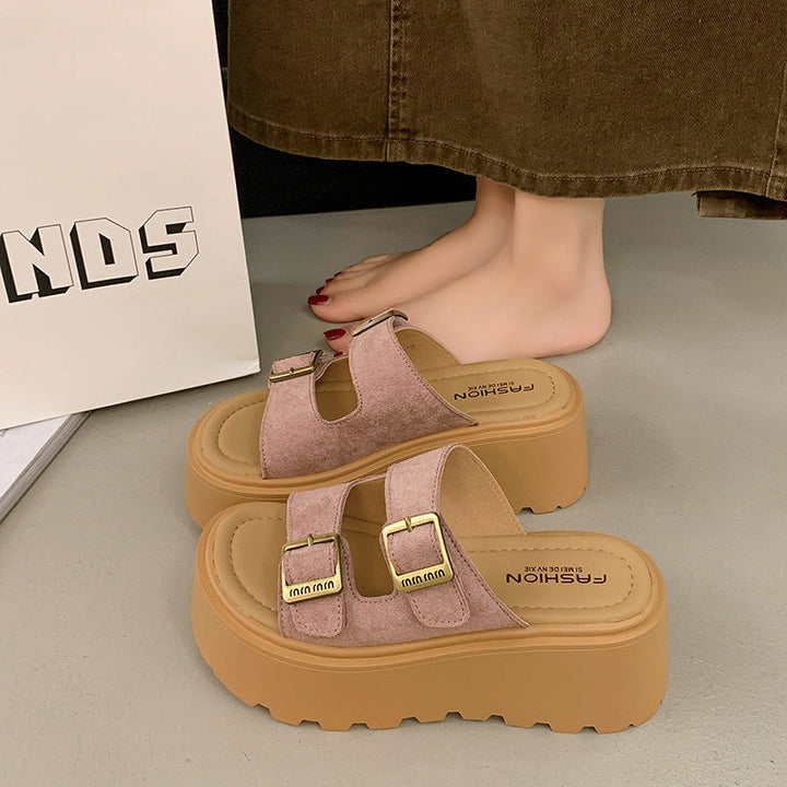 Damsplattform-sandaler med dubbelt remdesign och halkfri sula Mirla-Eva Jonsson
