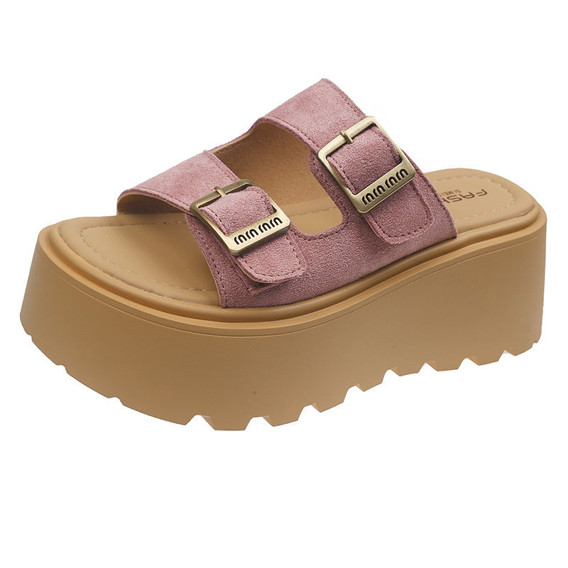 Damsplattform-sandaler med dubbelt remdesign och halkfri sula Mirla-Eva Jonsson