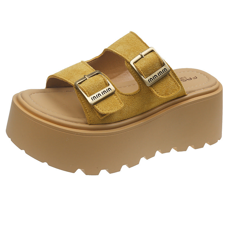 Damsplattform-sandaler med dubbelt remdesign och halkfri sula Mirla-Eva Jonsson