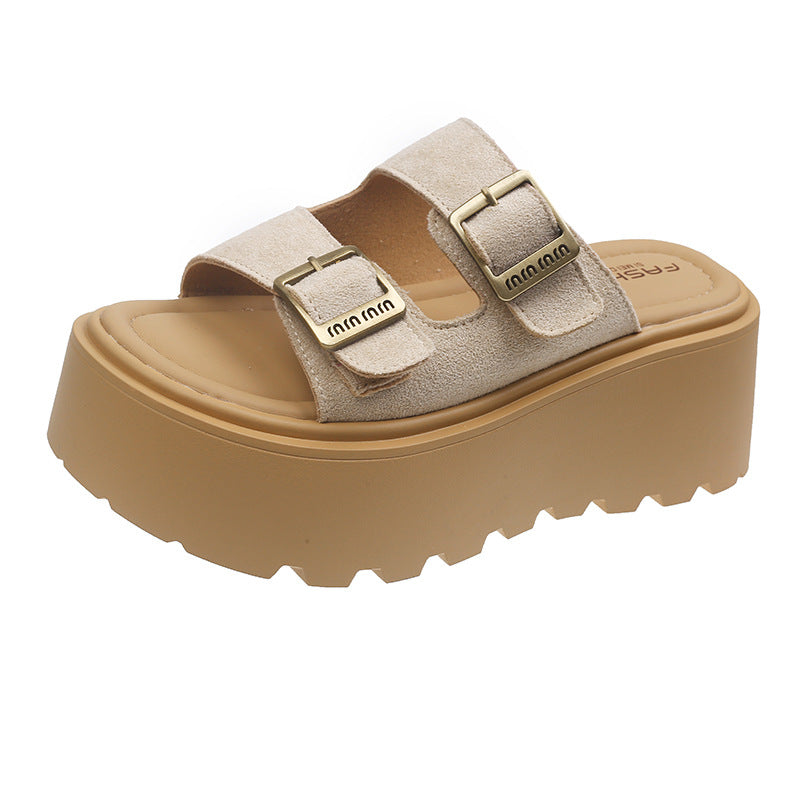 Damsplattform-sandaler med dubbelt remdesign och halkfri sula Mirla-Eva Jonsson