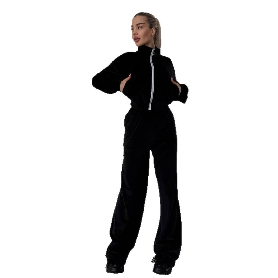 Damsportig fleece-joggingdräkt med fickad dragkedja och mjukt foder Mirla-Eva Jonsson