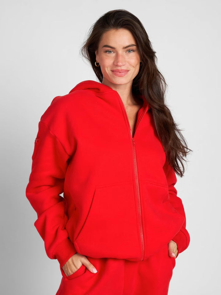 Damsportig fleece-joggingdräkt med hög krage och elastisk midja Mirla-Eva Jonsson