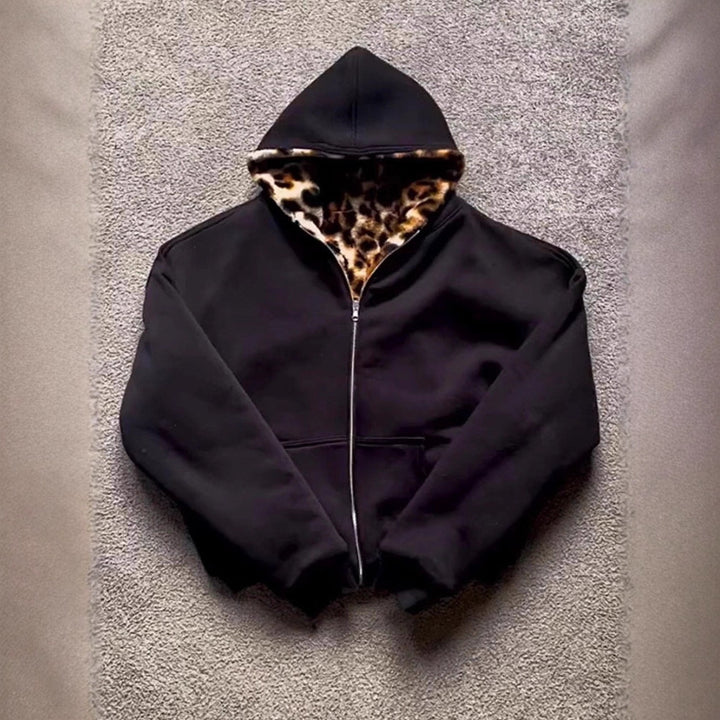 Damsportig jacka med leopardfoder Mirla-Eva Jonsson